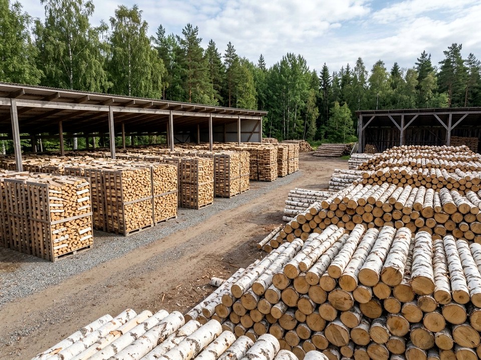Кругляк берёзовый для распила в Климовск